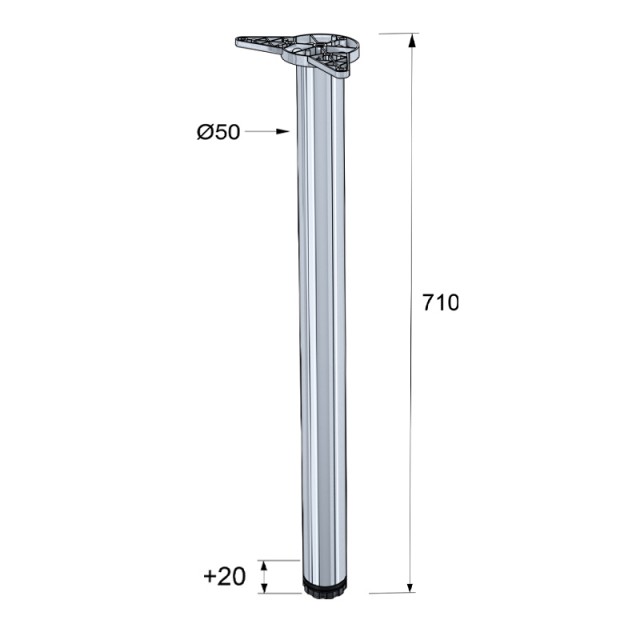 TABLE LEG CRB D.50 / H.710 / CHROME